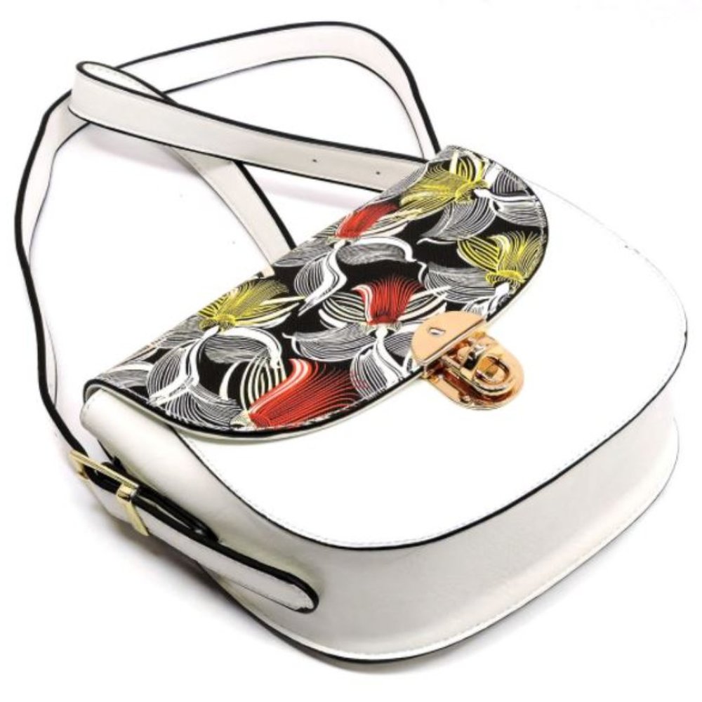 Floral Abstract Flap Shoulder Bag